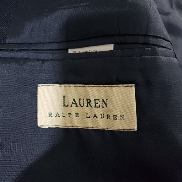 Lauren Ralph Lauren Windowpane Blazer Wool Cashmere Black 2 Button Mens 42 - Picture 6 of 12
